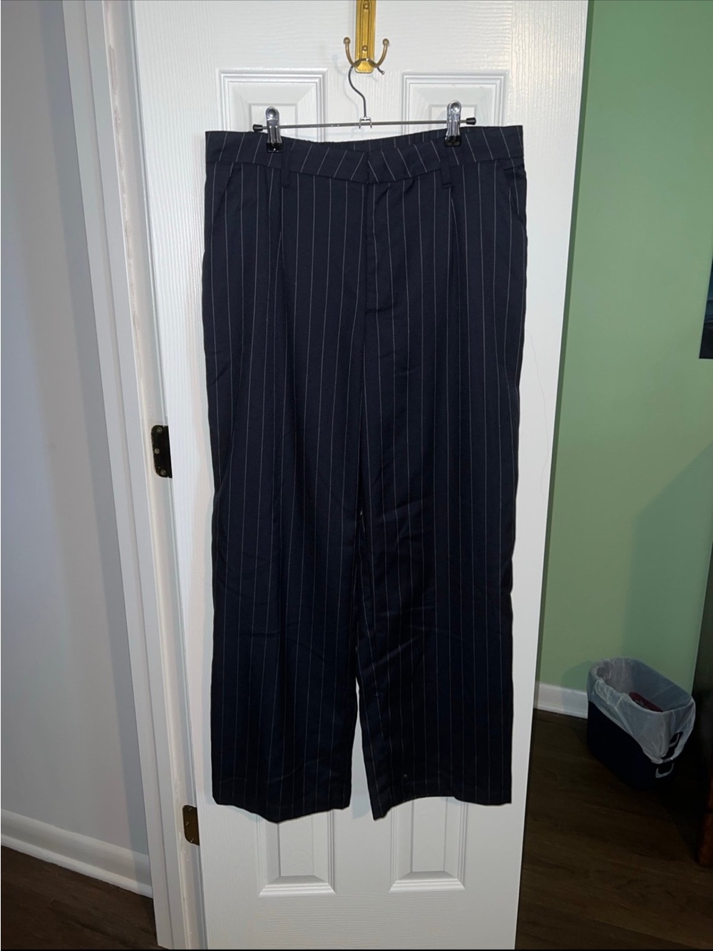 Divided Black Pinstripe Wide-Leg Trousers
